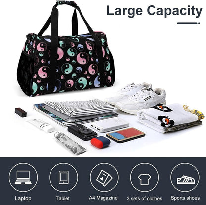 Women Lightweight Travel Duffel Bag Foldable Weekender Overnight Carry On Tote Bag for Gym Yoga