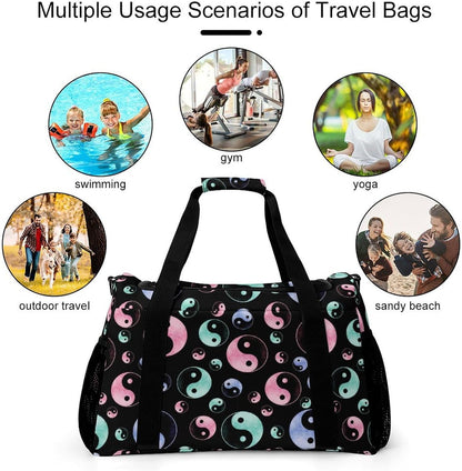 Women Lightweight Travel Duffel Bag Foldable Weekender Overnight Carry On Tote Bag for Gym Yoga