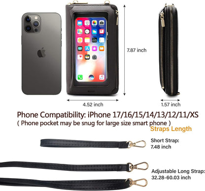 Women Touch Screen Purse Small Crossbody Phone Bag RFID Protection Wristlet Cell Phone Wallet