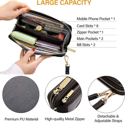 Women Touch Screen Purse Small Crossbody Phone Bag RFID Protection Wristlet Cell Phone Wallet