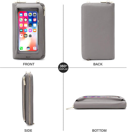 Women Touch Screen Purse Small Crossbody Phone Bag RFID Protection Wristlet Cell Phone Wallet