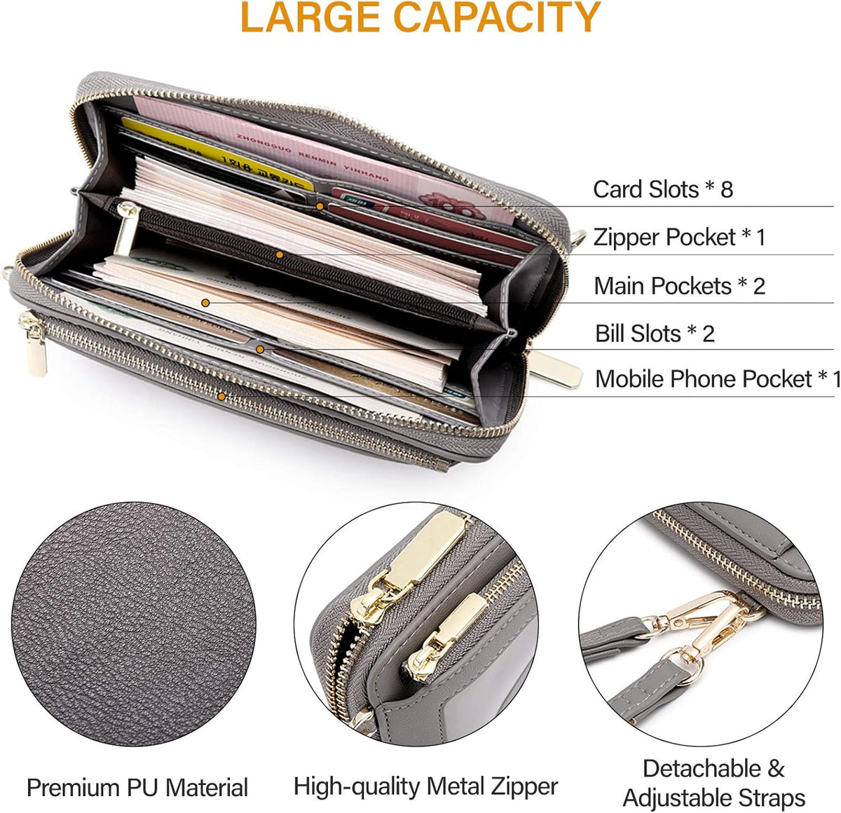 Women Touch Screen Purse Small Crossbody Phone Bag RFID Protection Wristlet Cell Phone Wallet