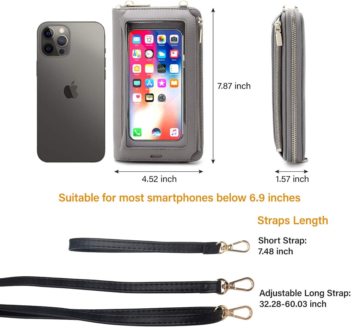 Women Touch Screen Purse Small Crossbody Phone Bag RFID Protection Wristlet Cell Phone Wallet