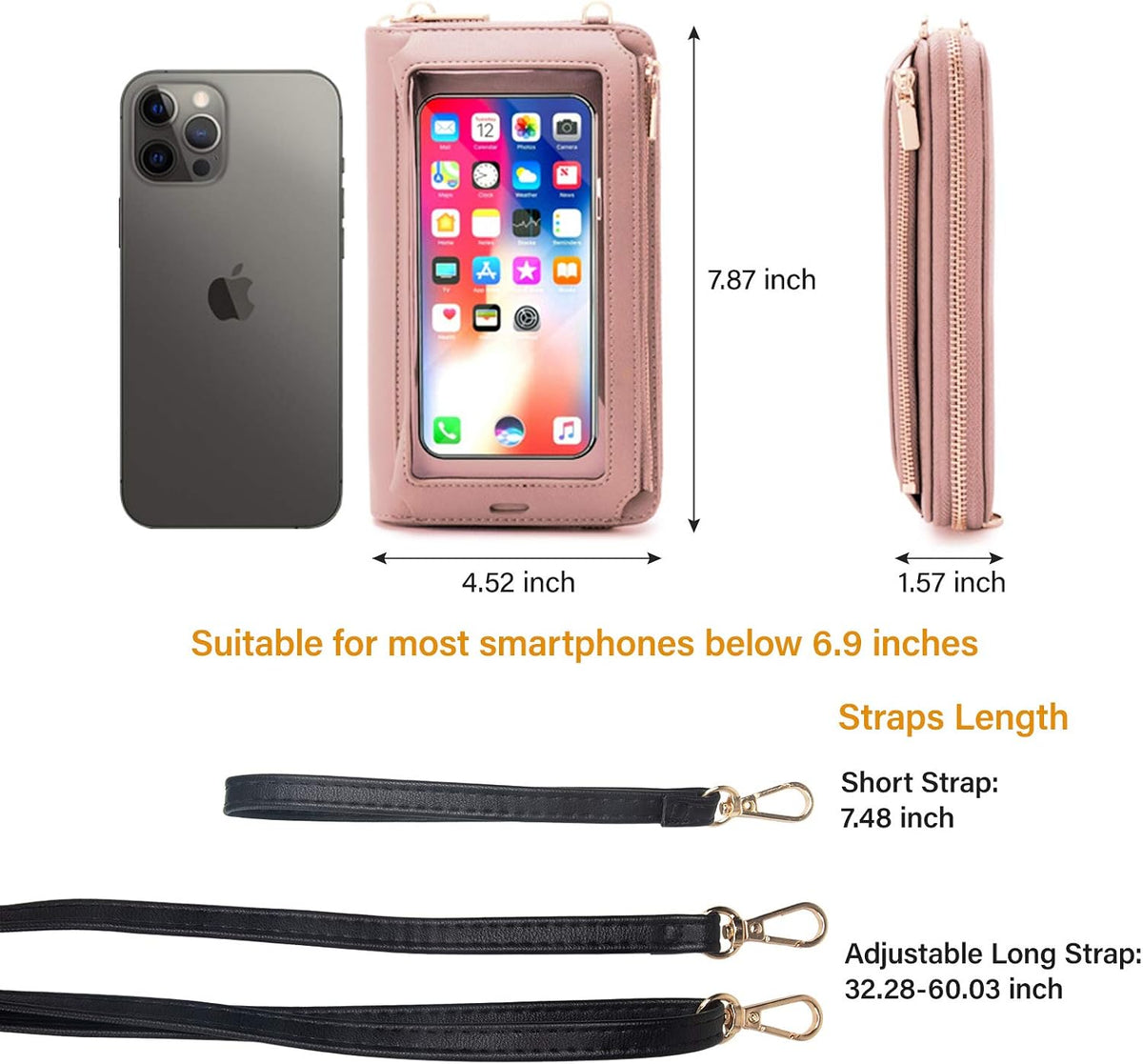 Women Touch Screen Purse Small Crossbody Phone Bag RFID Protection Wristlet Cell Phone Wallet