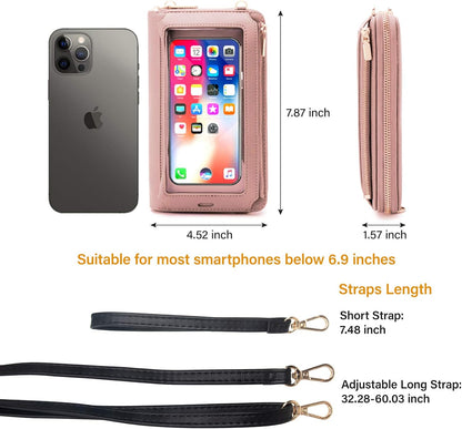 Women Touch Screen Purse Small Crossbody Phone Bag RFID Protection Wristlet Cell Phone Wallet