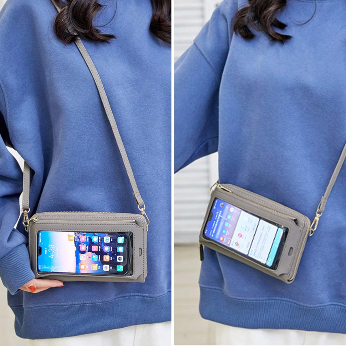 Women Touch Screen Purse Small Crossbody Phone Bag RFID Protection Wristlet Cell Phone Wallet