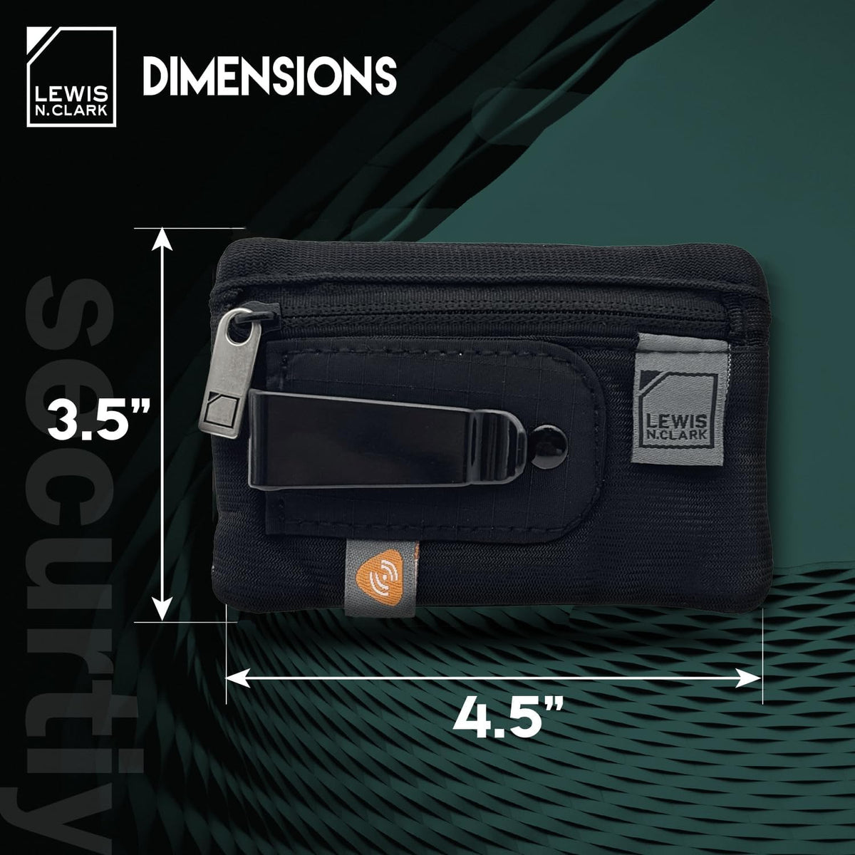 RFID-Blocking Hidden Clip Stash Travel Belt Wallet, Black, One Size