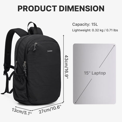 15L Hiking Backpack Lightweight Small Travel Backpack Casual Daypack for Women Men Outdoor Campus, Gray