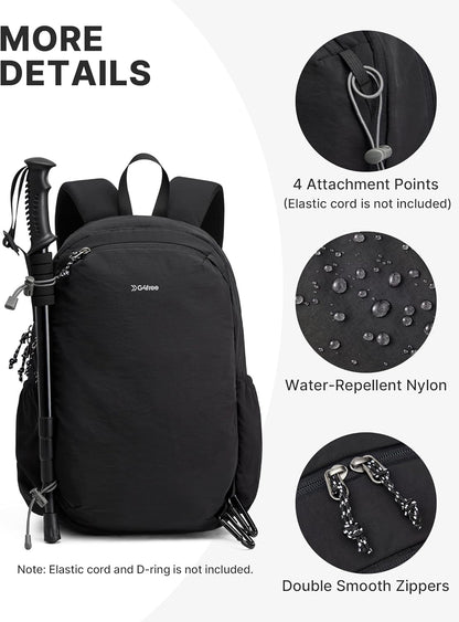 15L Hiking Backpack Lightweight Small Travel Backpack Casual Daypack for Women Men Outdoor Campus, Gray