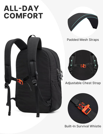15L Hiking Backpack Lightweight Small Travel Backpack Casual Daypack for Women Men Outdoor Campus, Gray
