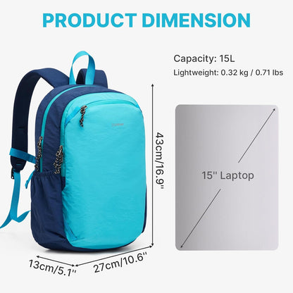 15L Hiking Backpack Lightweight Small Travel Backpack Casual Daypack for Women Men Outdoor Campus, Gray