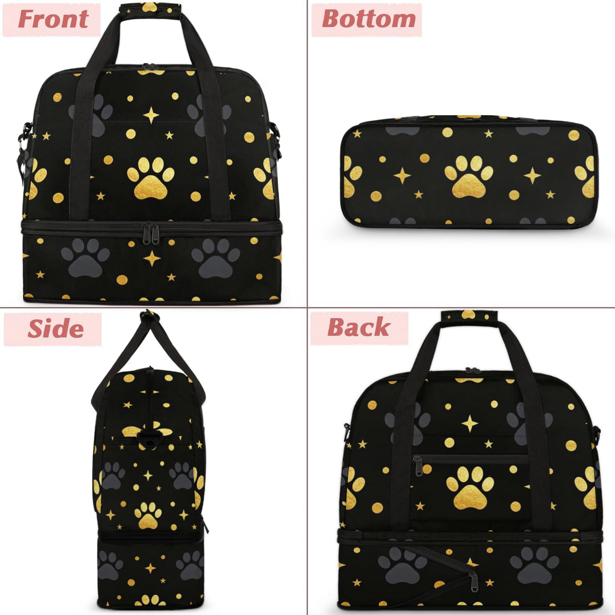 Paris Eiffel Tower Foldable Travel Duffel Bag, Expandable Sports Gym Bag with Shoes Compartment Weekender Overnight Totes Bags for Women Men