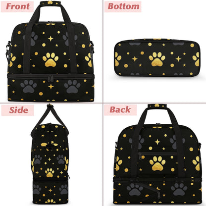 Paris Eiffel Tower Foldable Travel Duffel Bag, Expandable Sports Gym Bag with Shoes Compartment Weekender Overnight Totes Bags for Women Men