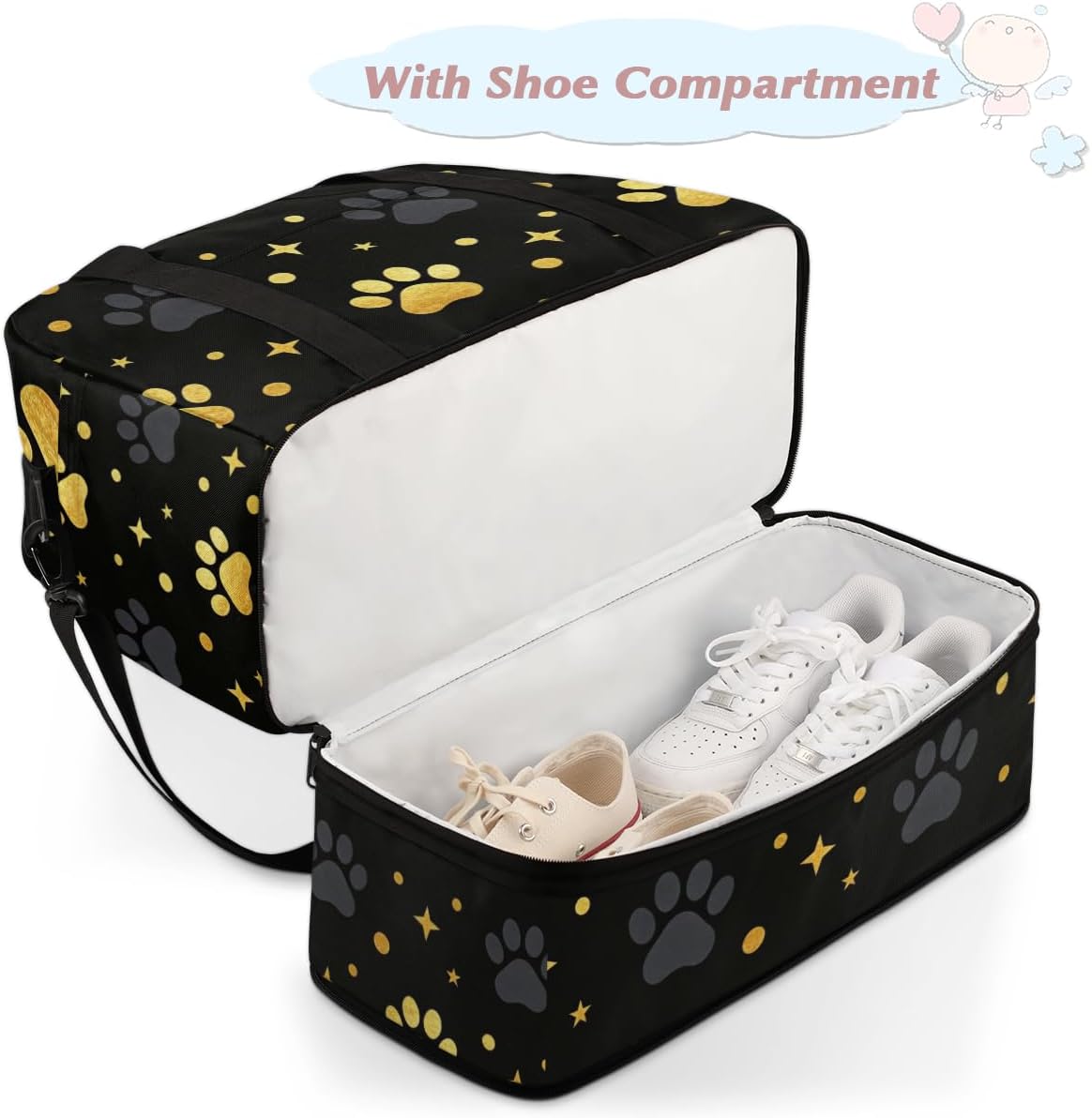 Paris Eiffel Tower Foldable Travel Duffel Bag, Expandable Sports Gym Bag with Shoes Compartment Weekender Overnight Totes Bags for Women Men