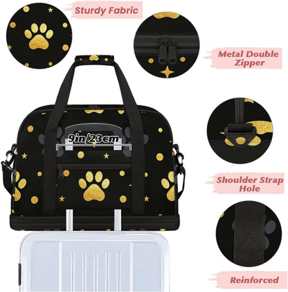 Paris Eiffel Tower Foldable Travel Duffel Bag, Expandable Sports Gym Bag with Shoes Compartment Weekender Overnight Totes Bags for Women Men