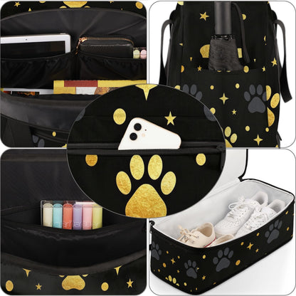 Paris Eiffel Tower Foldable Travel Duffel Bag, Expandable Sports Gym Bag with Shoes Compartment Weekender Overnight Totes Bags for Women Men