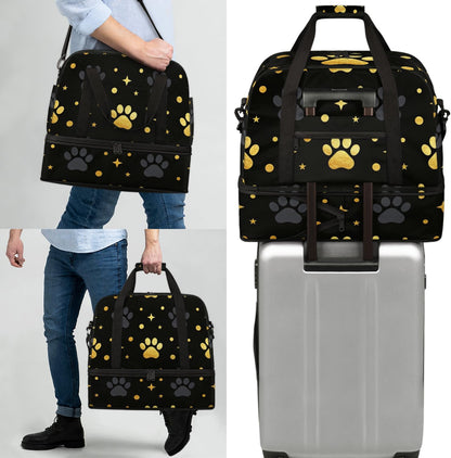 Paris Eiffel Tower Foldable Travel Duffel Bag, Expandable Sports Gym Bag with Shoes Compartment Weekender Overnight Totes Bags for Women Men