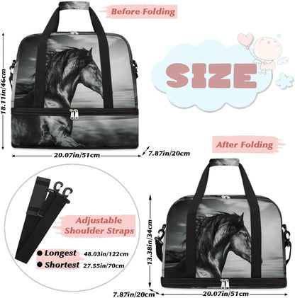 Paris Eiffel Tower Foldable Travel Duffel Bag, Expandable Sports Gym Bag with Shoes Compartment Weekender Overnight Totes Bags for Women Men