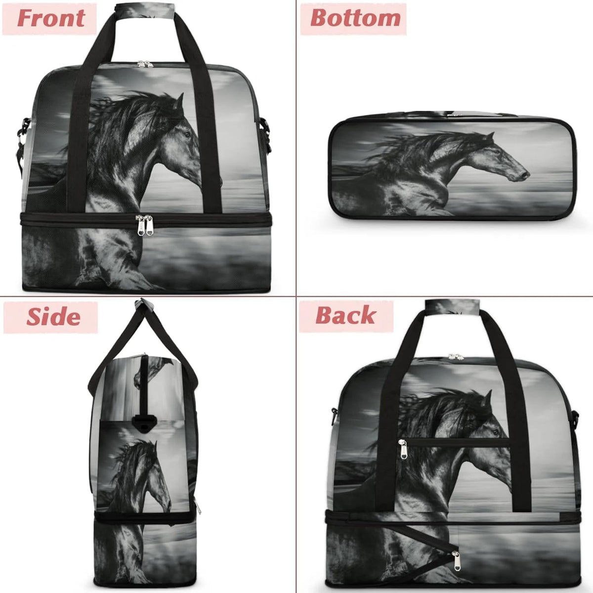Paris Eiffel Tower Foldable Travel Duffel Bag, Expandable Sports Gym Bag with Shoes Compartment Weekender Overnight Totes Bags for Women Men
