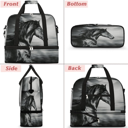 Paris Eiffel Tower Foldable Travel Duffel Bag, Expandable Sports Gym Bag with Shoes Compartment Weekender Overnight Totes Bags for Women Men