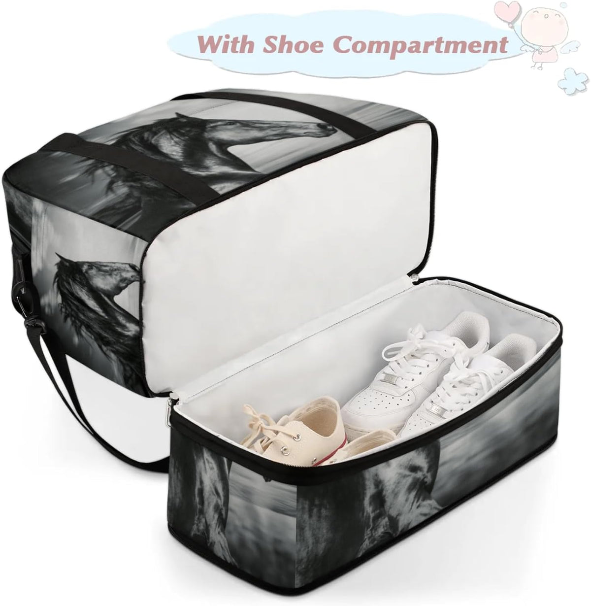 Paris Eiffel Tower Foldable Travel Duffel Bag, Expandable Sports Gym Bag with Shoes Compartment Weekender Overnight Totes Bags for Women Men