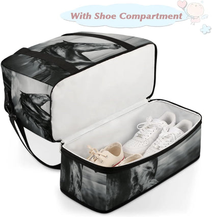 Paris Eiffel Tower Foldable Travel Duffel Bag, Expandable Sports Gym Bag with Shoes Compartment Weekender Overnight Totes Bags for Women Men