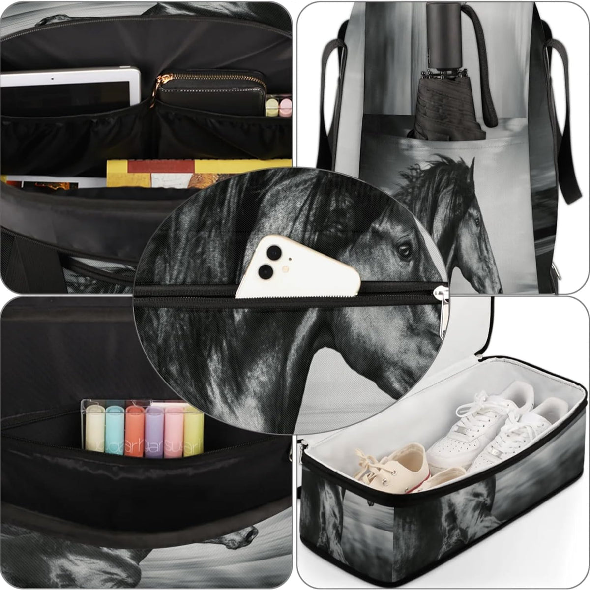 Paris Eiffel Tower Foldable Travel Duffel Bag, Expandable Sports Gym Bag with Shoes Compartment Weekender Overnight Totes Bags for Women Men