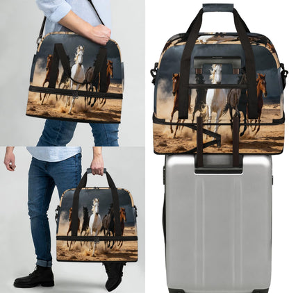 Paris Eiffel Tower Foldable Travel Duffel Bag, Expandable Sports Gym Bag with Shoes Compartment Weekender Overnight Totes Bags for Women Men