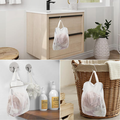 4Pcs 3D Mesh Laundry Bags with Hanging Handles (S/M/L/XL) - Durable Zippered Wash Bags for Delicates, Shoes & Bulk Clothes - Space-Saving Foldable Design