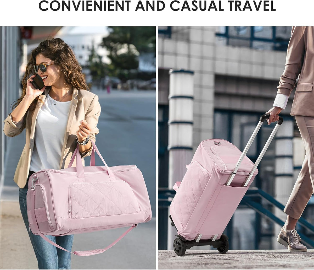 Rolling Garment Bag for Travel,Duffle Garment Bag with Wheels and Shoe Compartment for Men and Women,3 in 1 Suit Dress Bags with Wheels（Black）