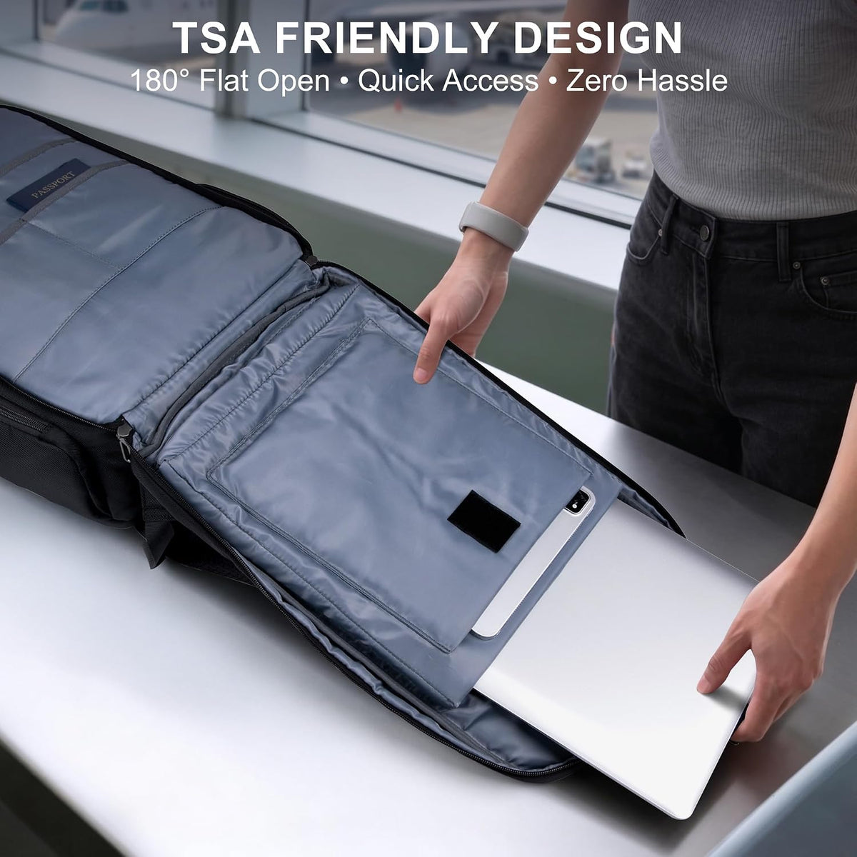 Anti-Theft Travel Backpack for Women TSA Friendly Flight Approved | Laptop Backpack With Hidden Tracker Pocket,180° Flat Open, USB Port, Fits 16" Laptop for Businiess, Daily