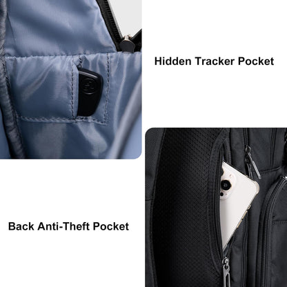 Anti-Theft Travel Backpack for Women TSA Friendly Flight Approved | Laptop Backpack With Hidden Tracker Pocket,180° Flat Open, USB Port, Fits 16" Laptop for Businiess, Daily