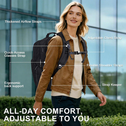 Anti-Theft Travel Backpack for Women TSA Friendly Flight Approved | Laptop Backpack With Hidden Tracker Pocket,180° Flat Open, USB Port, Fits 16" Laptop for Businiess, Daily