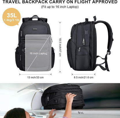 Anti-Theft Travel Backpack for Women TSA Friendly Flight Approved | Laptop Backpack With Hidden Tracker Pocket,180° Flat Open, USB Port, Fits 16" Laptop for Businiess, Daily