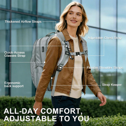 Anti-Theft Travel Backpack for Women TSA Friendly Flight Approved | Laptop Backpack With Hidden Tracker Pocket,180° Flat Open, USB Port, Fits 16" Laptop for Businiess, Daily