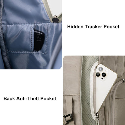 Anti-Theft Travel Backpack for Women TSA Friendly Flight Approved | Laptop Backpack With Hidden Tracker Pocket,180° Flat Open, USB Port, Fits 16" Laptop for Businiess, Daily