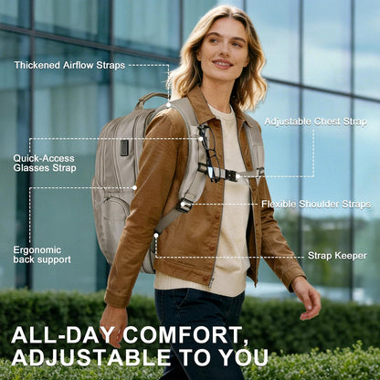 Anti-Theft Travel Backpack for Women TSA Friendly Flight Approved | Laptop Backpack With Hidden Tracker Pocket,180° Flat Open, USB Port, Fits 16" Laptop for Businiess, Daily