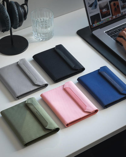 Passport Wallet with Detachable AirTag Holder, Vegan Leather Passport Holder, RFID Blocking, Travel Essential, Magnetic Closure, Pink