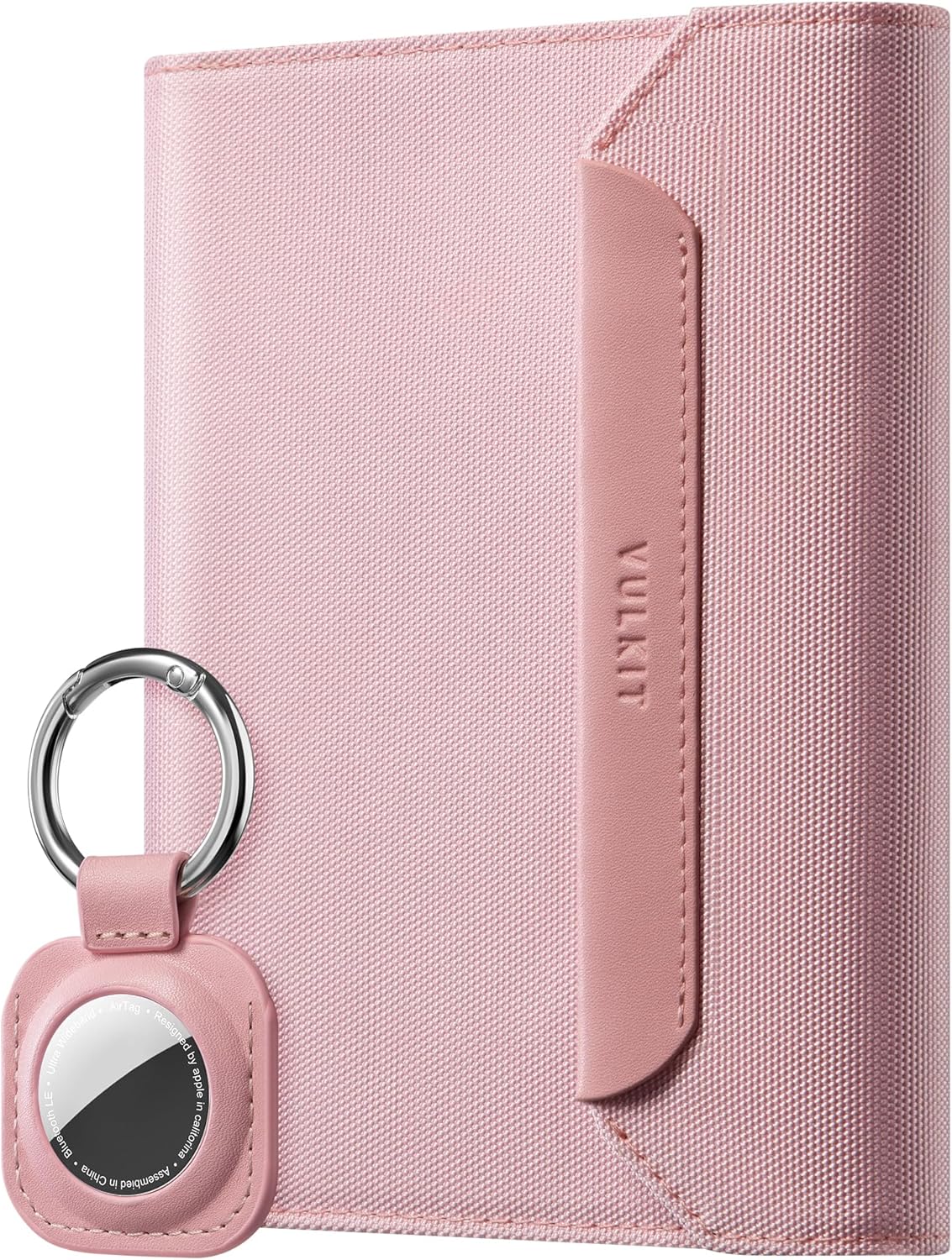Passport Wallet with Detachable AirTag Holder, Vegan Leather Passport Holder, RFID Blocking, Travel Essential, Magnetic Closure, Pink