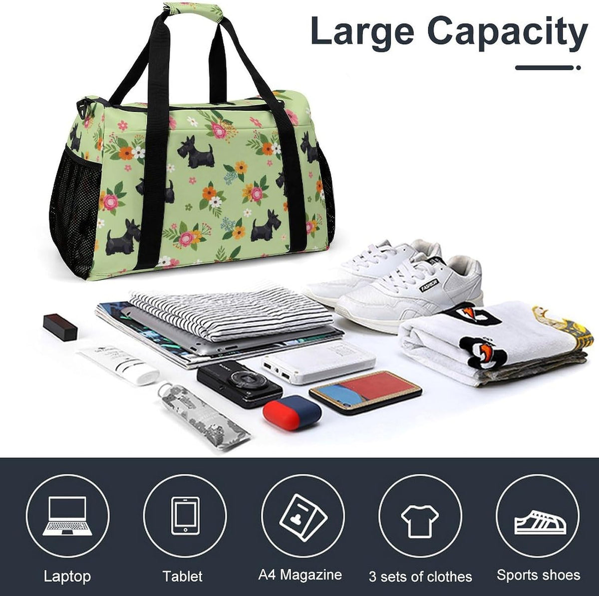 Travel and Gym Bag Duffel Easy Access Design Sports Weekender Overnight Carry On