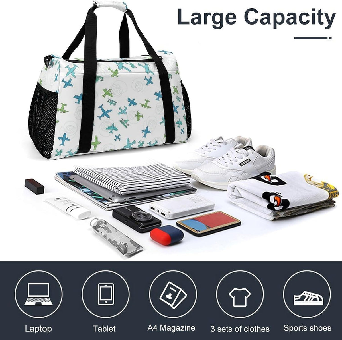 Travel and Gym Bag Duffel Easy Access Design Sports Weekender Overnight Carry On