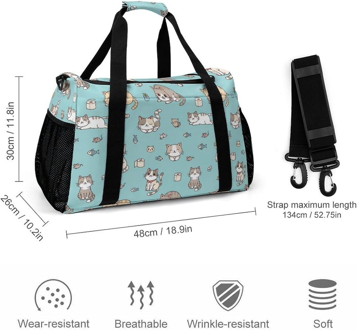 Travel and Gym Bag Duffel Easy Access Design Sports Weekender Overnight Carry On