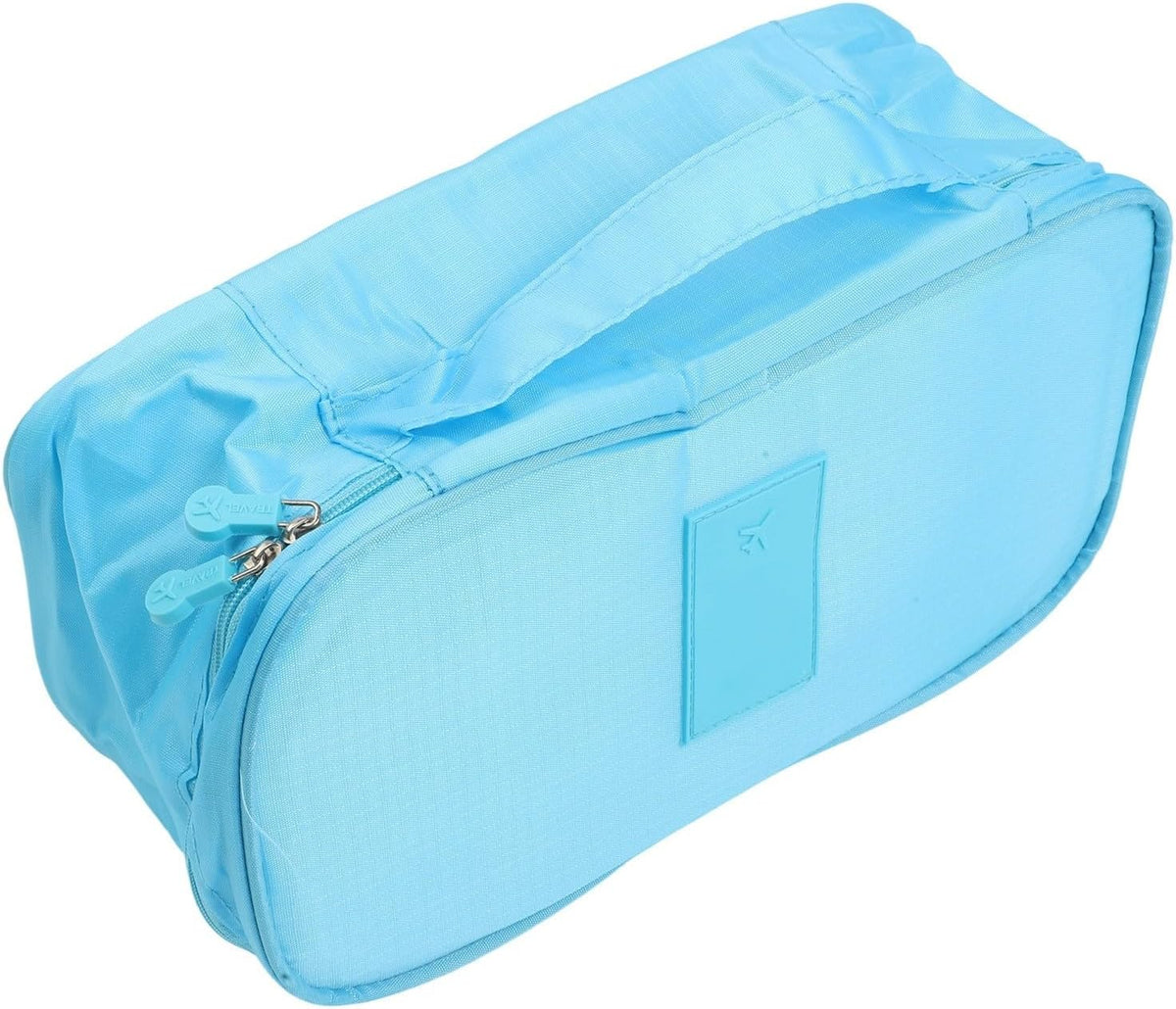 Travel Bra Storage Bag, Portable Underwear Organizer with Compartments for Lingerie Swimwear Cosmetics, Lightweight Oxford Cloth Case for Suitcase Carry-On, Gray Red Blue Orange(blue)