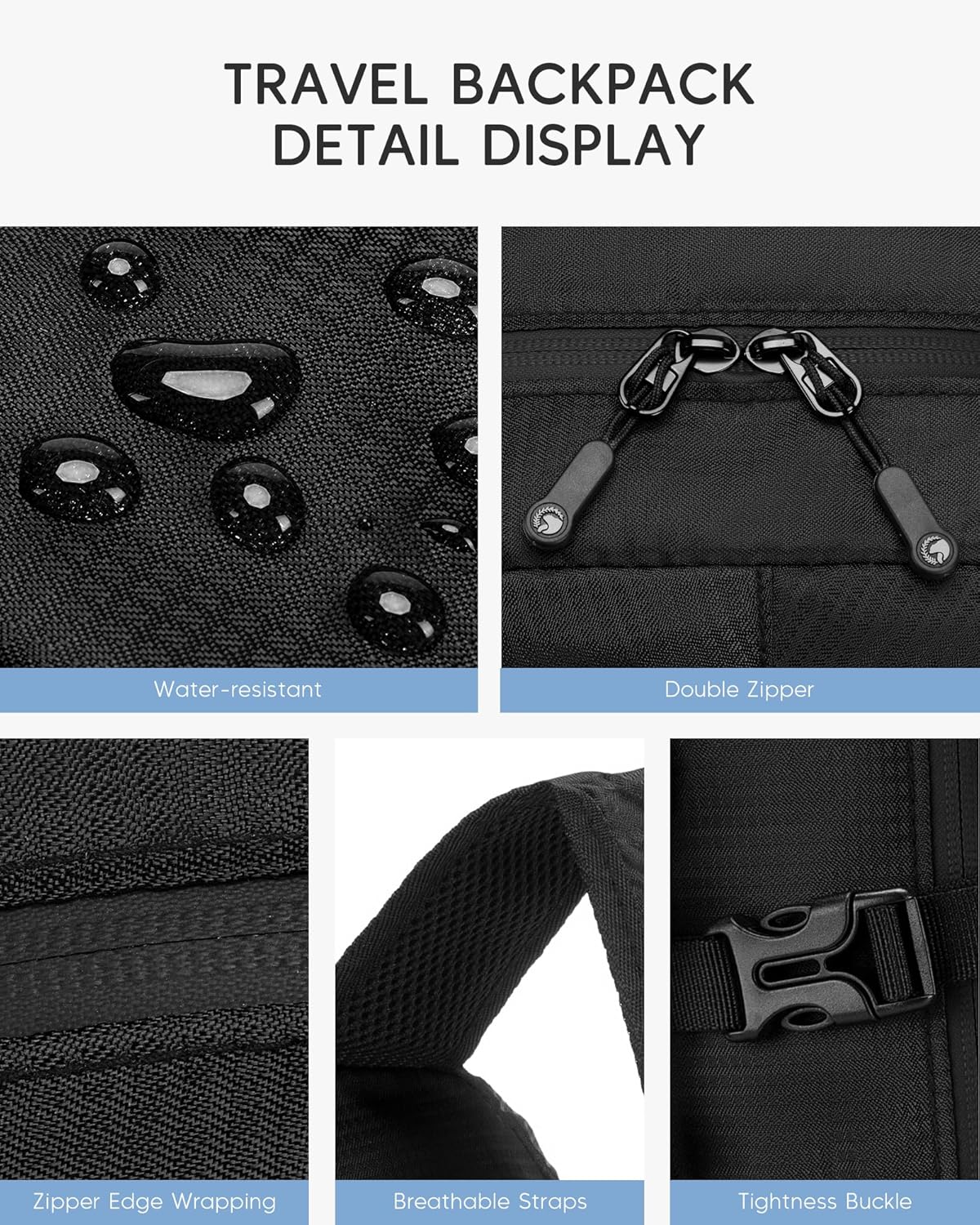 40x30x15 cm Personal Item Travel Bag,16x12x6 inch Small Carry On Backpack 20L, Flight Approved Underseat Travel Luggage Bag,Mochila de Viaje,Cabin Size Lightweight Black