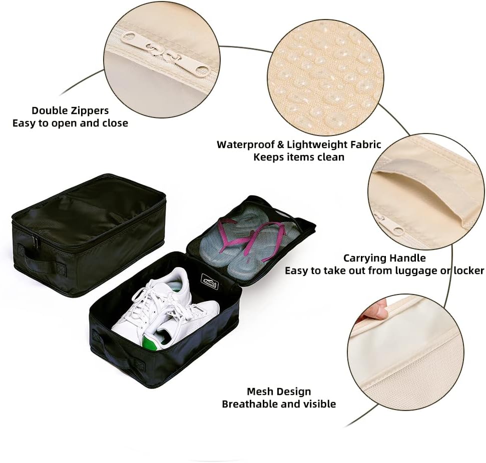 Travel Shoe Bags, Foldable Waterproof Shoe Puches Organizer-Double Layer (Multi-colored4)
