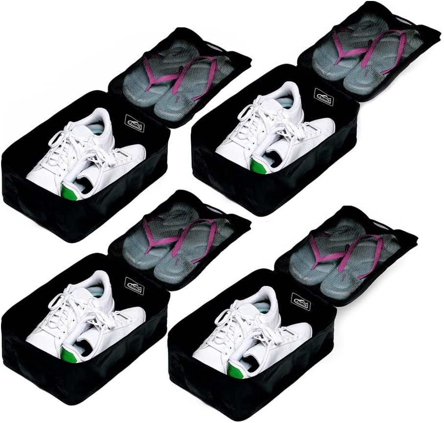 Travel Shoe Bags, Foldable Waterproof Shoe Puches Organizer-Double Layer (Multi-colored4)