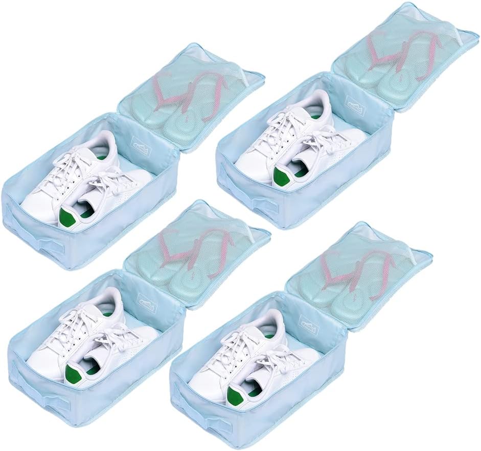 Travel Shoe Bags, Foldable Waterproof Shoe Puches Organizer-Double Layer (Multi-colored4)