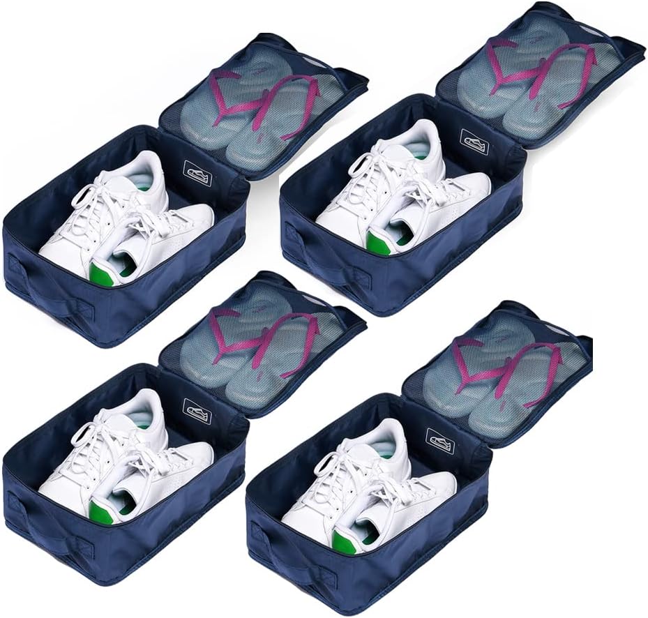 Travel Shoe Bags, Foldable Waterproof Shoe Puches Organizer-Double Layer (Multi-colored4)
