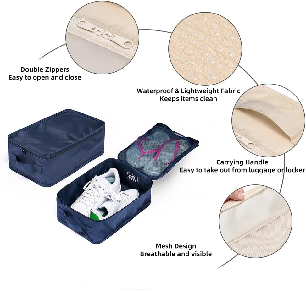 Travel Shoe Bags, Foldable Waterproof Shoe Puches Organizer-Double Layer (Multi-colored4)