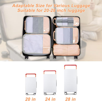 Packing Cubes for Travel, 7 Pcs Durable Water-Resistant Compression Packing Cubes and Lightweight Travel Packing Organizers with Portable Handle, Breathable Mesh, Double Zippers